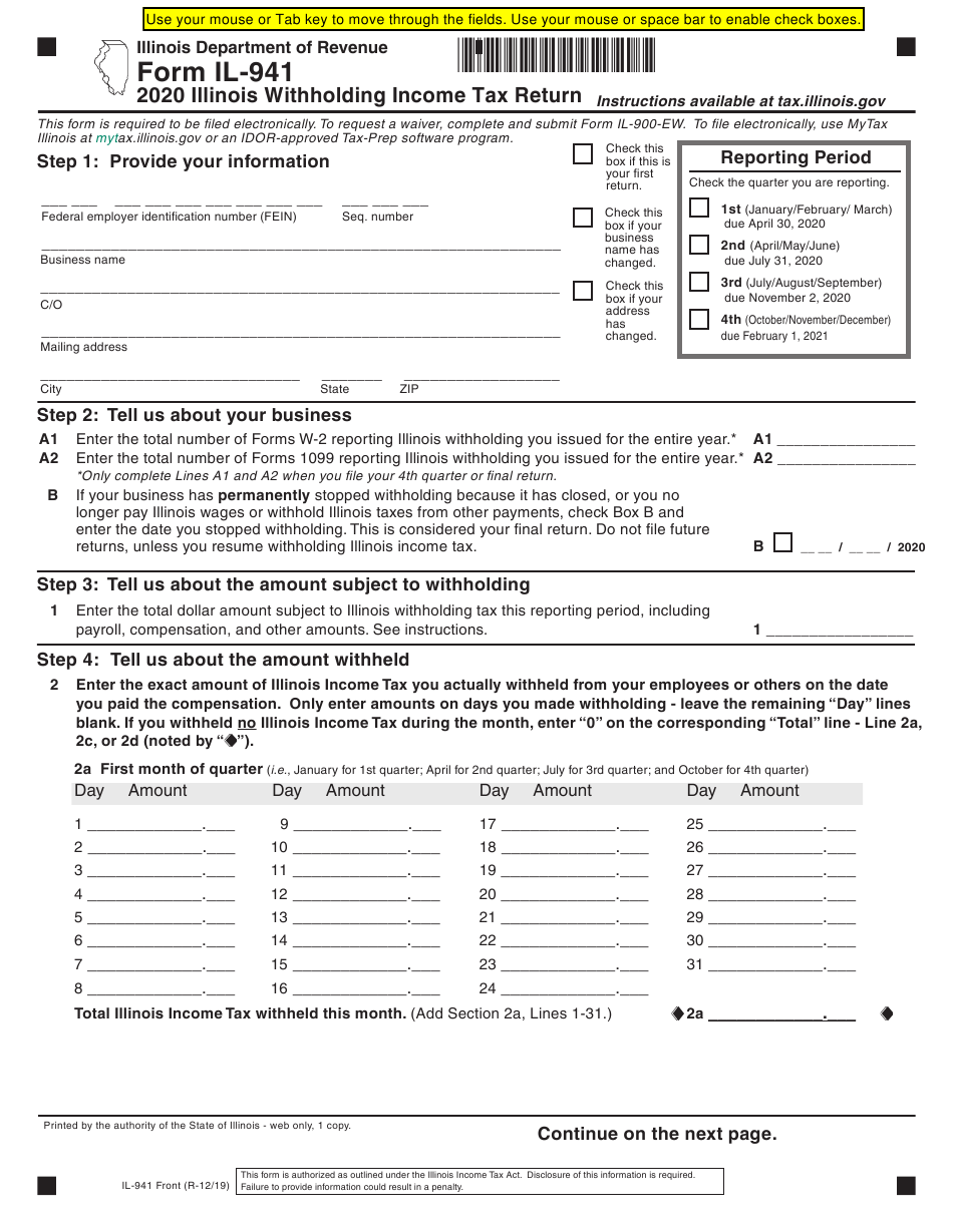 Illinois Employee Withholding Form 2022 2023 Employeeform