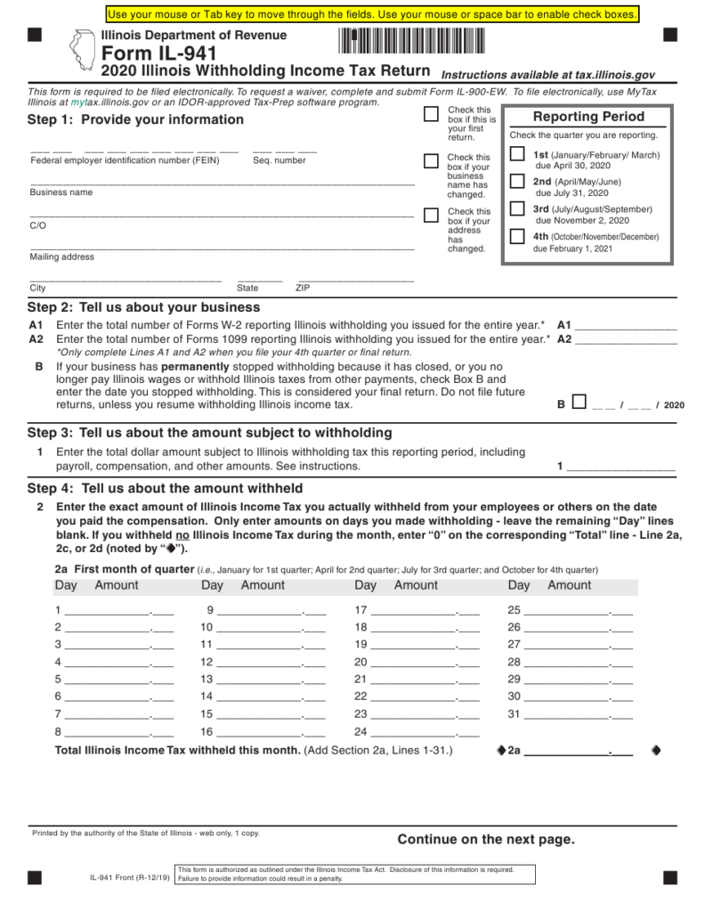 Illinois Employee Withholding Form 2022 2024 Employeeform