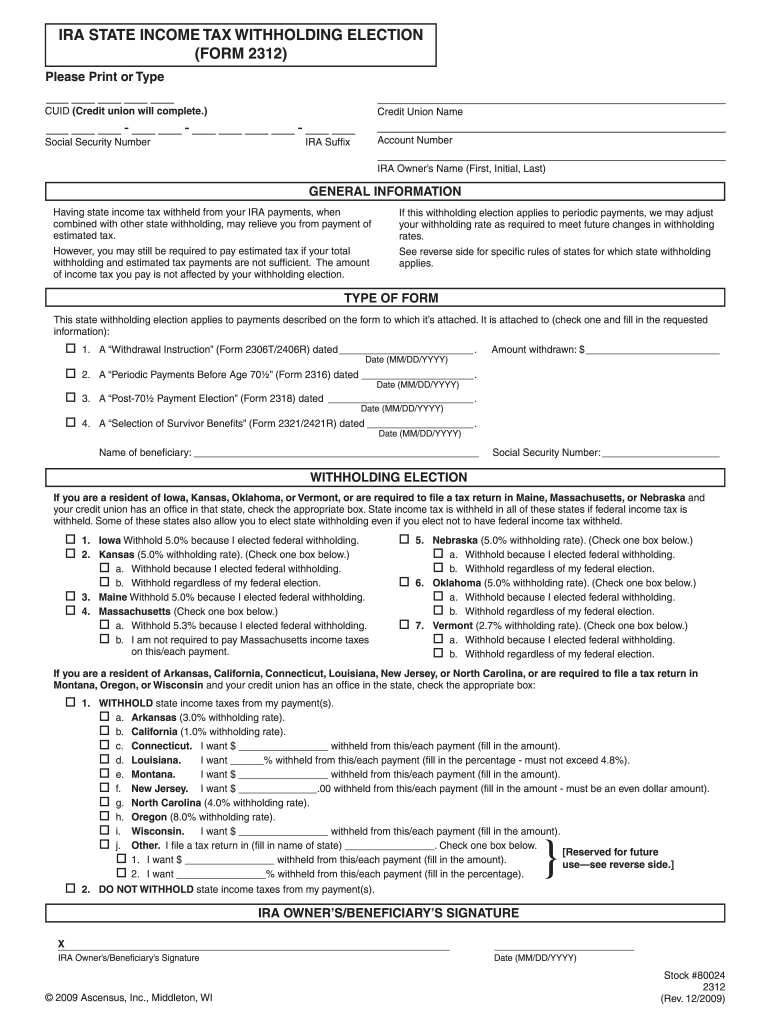 Ira Form 2312 Fill Online Printable Fillable Blank PdfFiller