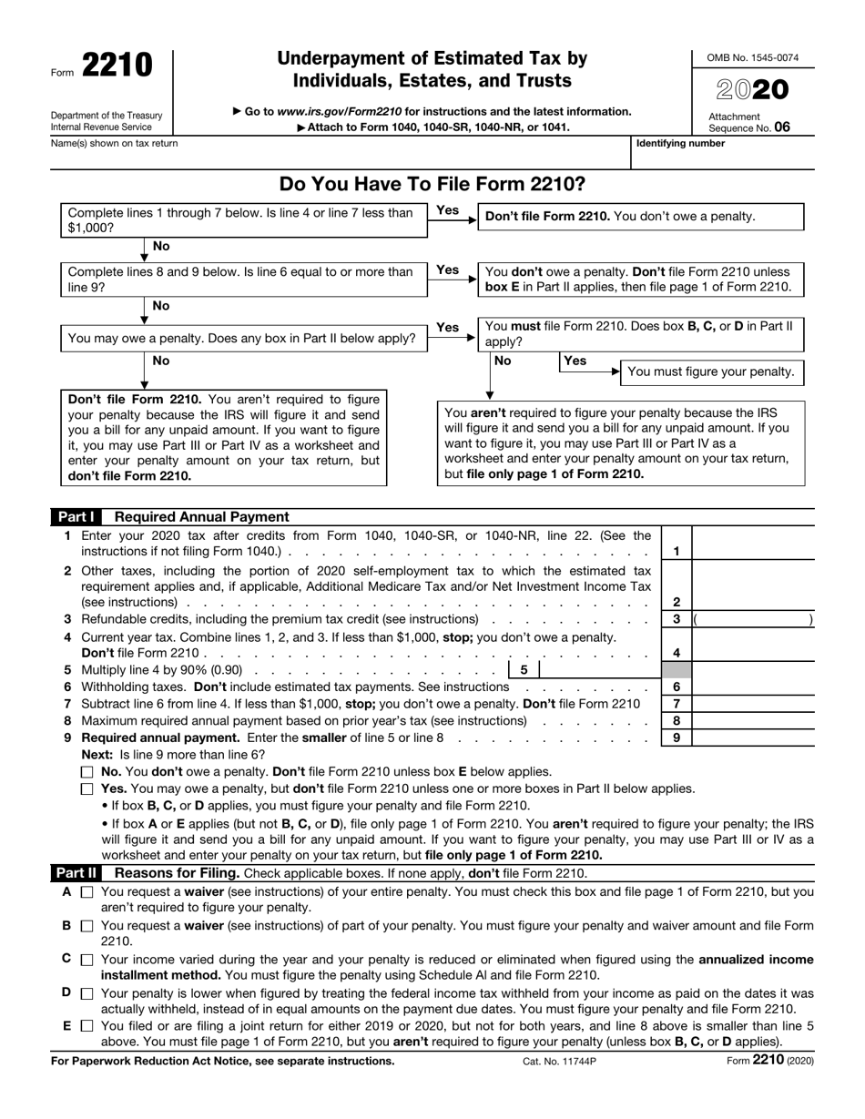 IRS Form 2210 Download Fillable PDF Or Fill Online Underpayment Of 