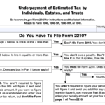 IRS Form 2210 Instructions Underpayment Of Estimated Tax