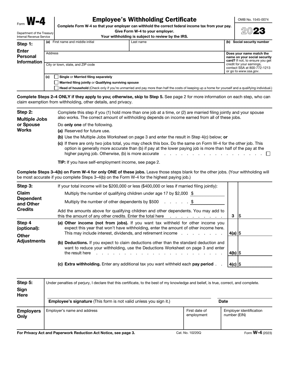 IRS Form W 4 Download Fillable PDF Or Fill Online Employee s 