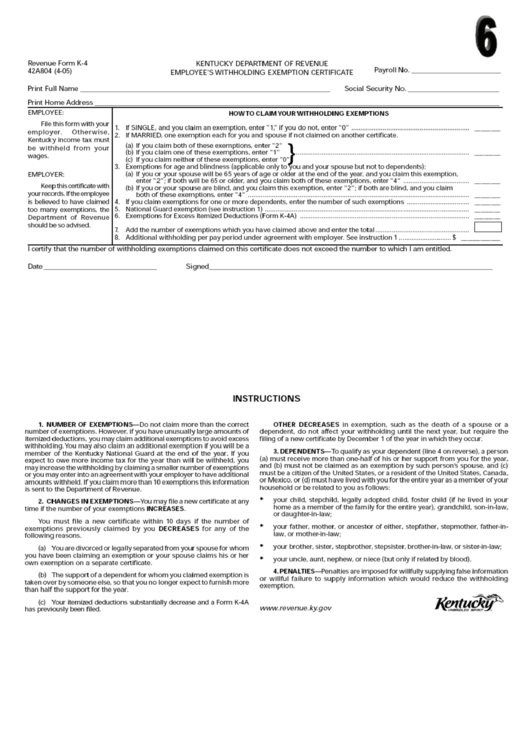 Kentucky Employee State Withholding Form 2022 Employeeform