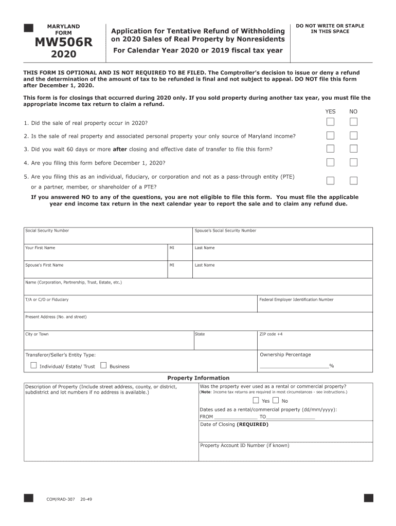 Maryland Form Mw506r Fill Out Sign Online DocHub