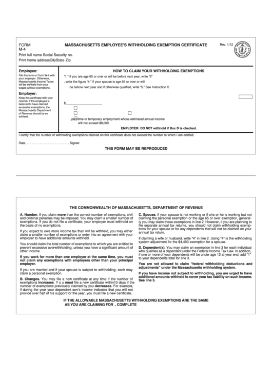 Mass Employee Withholding Form 2022 Employeeform