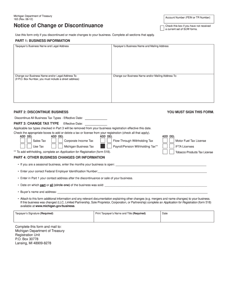 Michigan Form 163 Fill Online Printable Fillable Blank PdfFiller