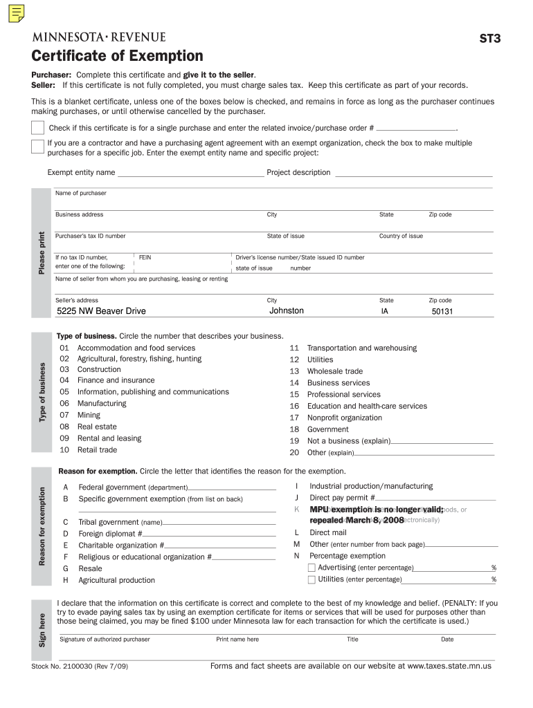 Minnesota St3 Form Fillable Fill Out Sign Online DocHub