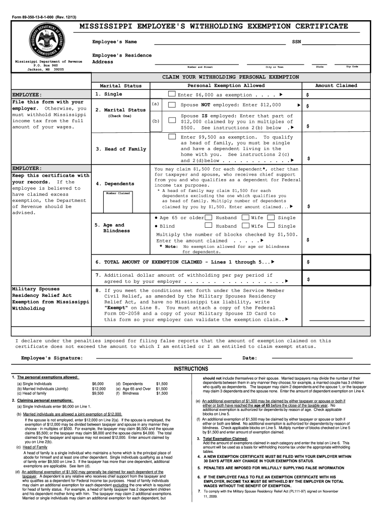 Mississippi Withholding Tax Forms Fill Out And Sign Printable PDF 