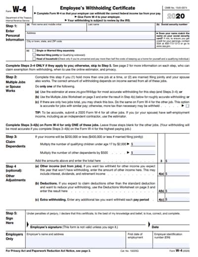 Modulo IRS W 4 Download Gratuito