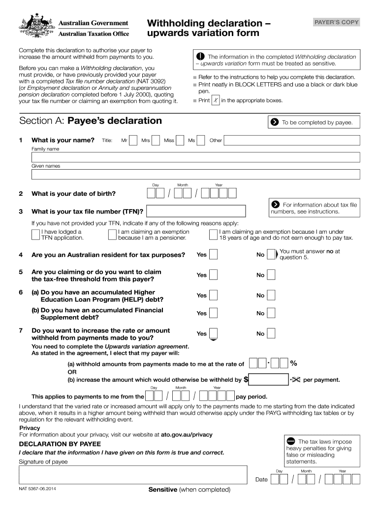 Nat5367 Withholding Declaration Fill Online Printable Fillable 