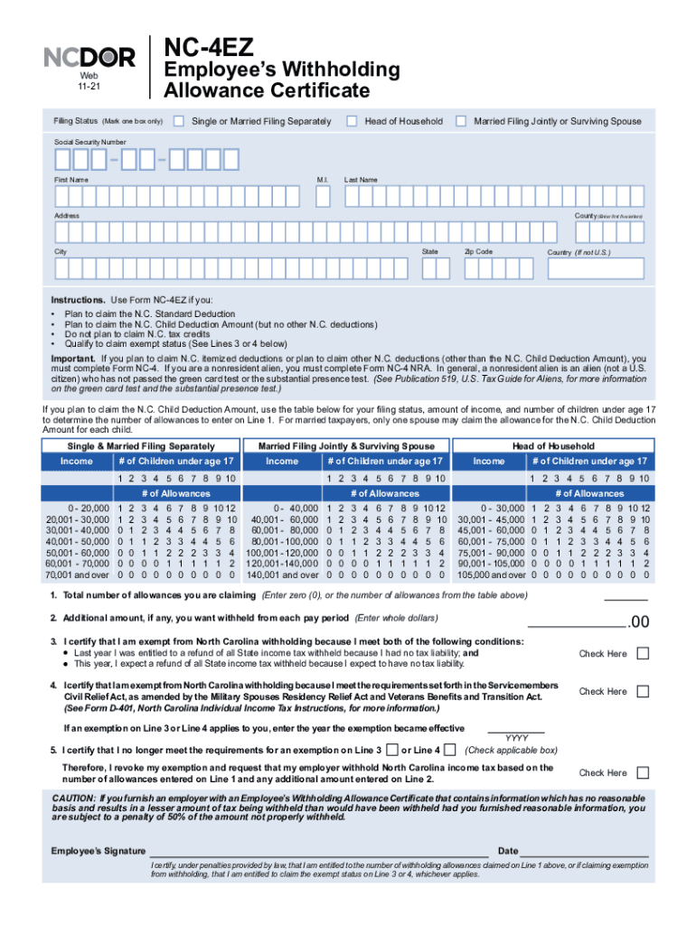 Nc 4 Ez Fillable Form Fill Out Sign Online DocHub