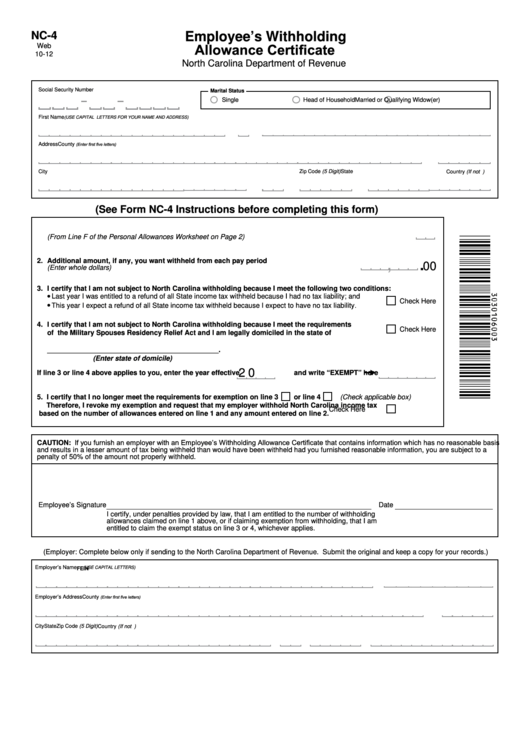 Nc State Tax Withholding Form For Employers WithholdingForm