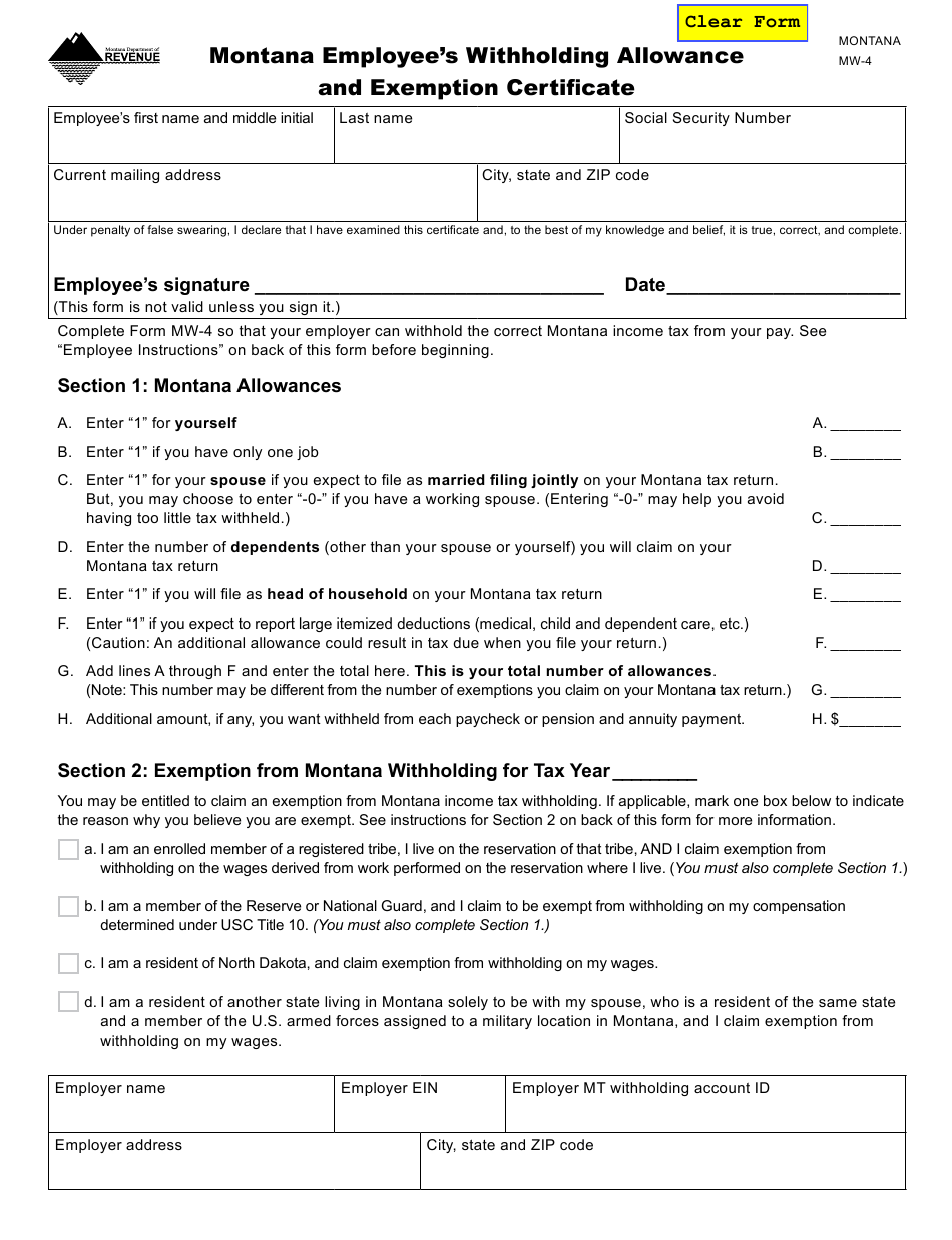 New Employee Forms Montana 2023 Employeeform