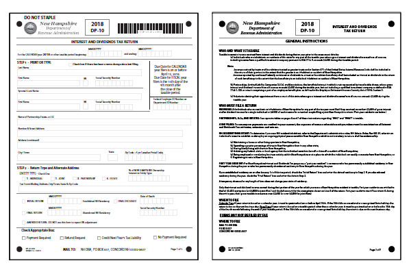 New Hampshire Tax Forms 2019 Printable State NH DP 10 Form And NH DP