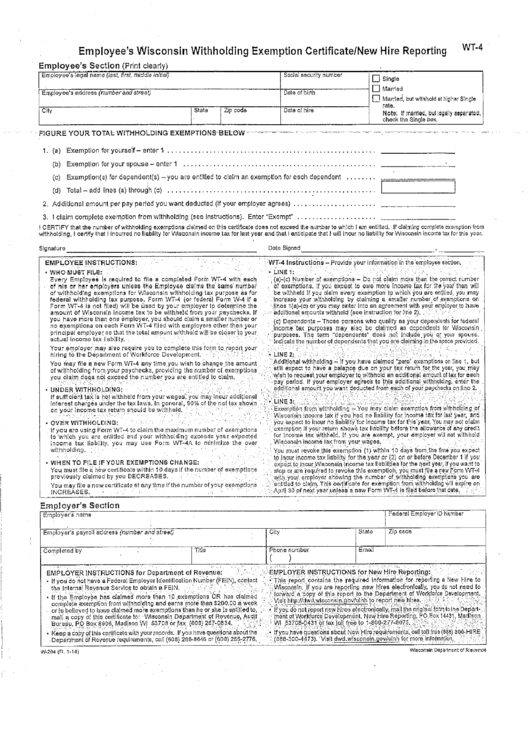 New Hire Tax Withholding Form 2023 Wisconsin NewHireForm