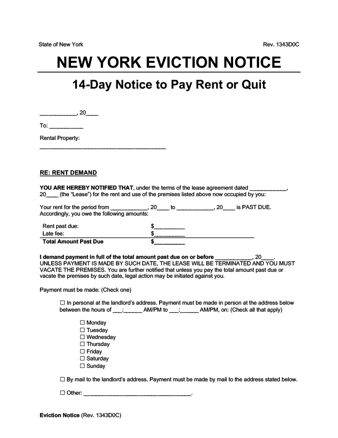 New York Eviction Notice 2022 