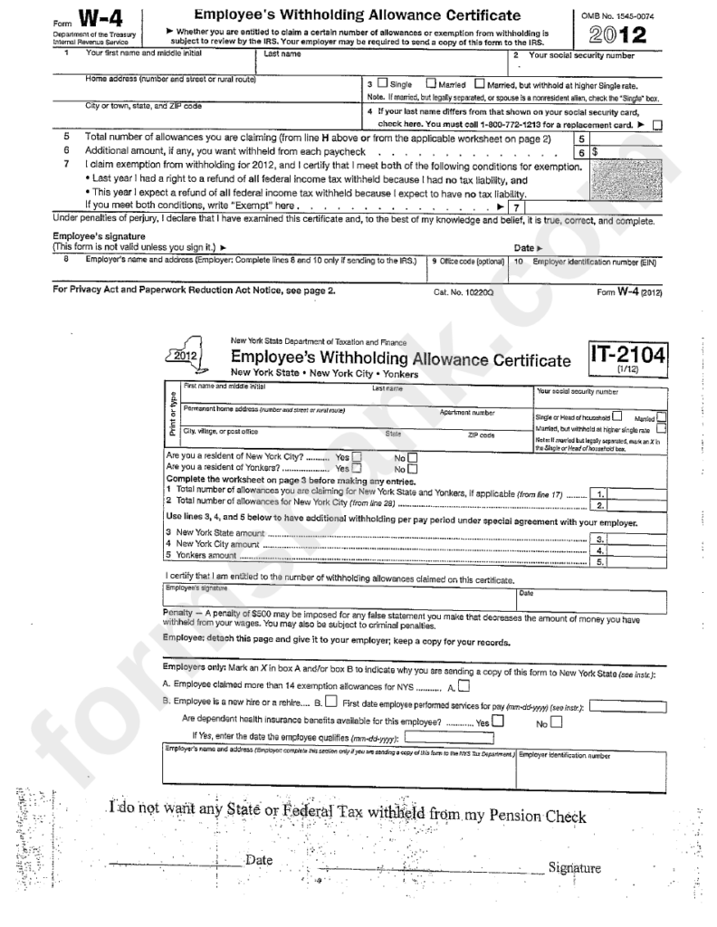 New York State Employee Withholding Form 2024 Employeeform