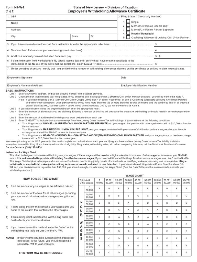 Nj W 4 Form 2019 Fill Out Sign Online DocHub