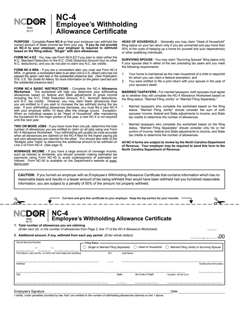 North Carolina Employee Withholding Form 2022 WithholdingForm