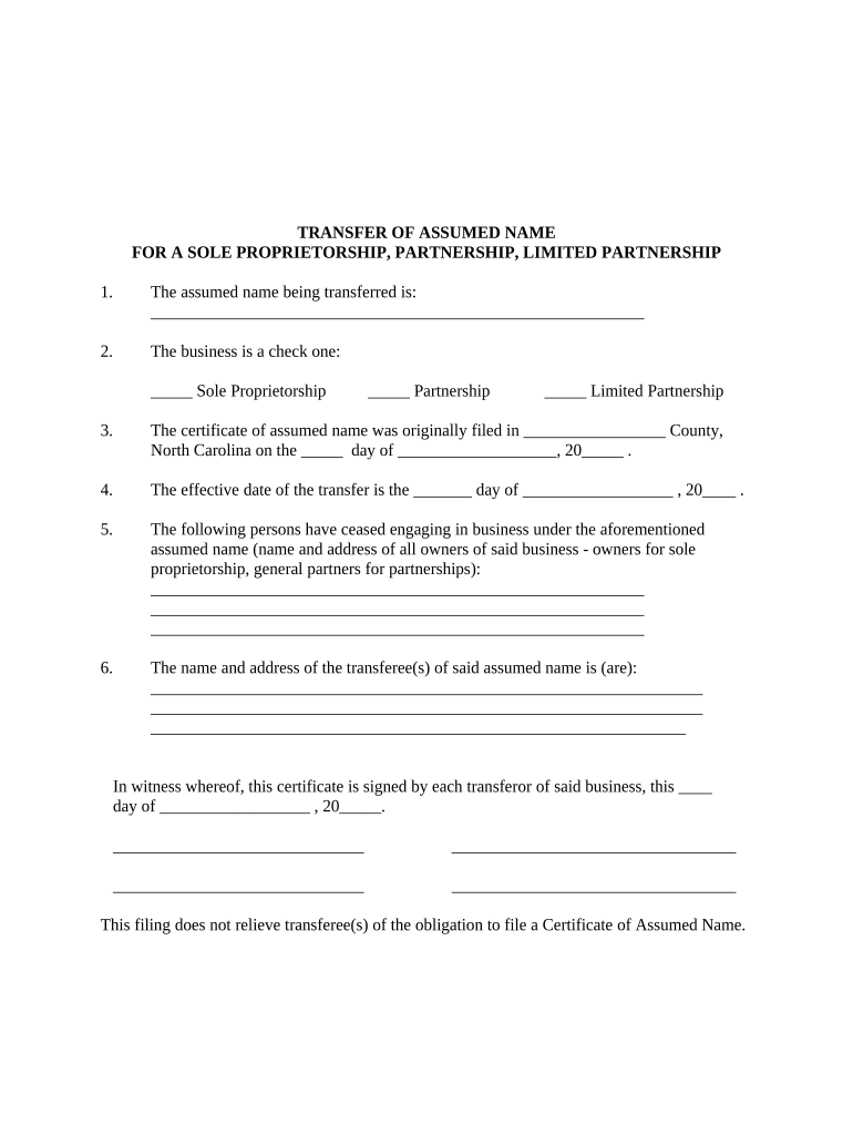 North Carolina Partnership Form Fill Out And Sign Printable PDF