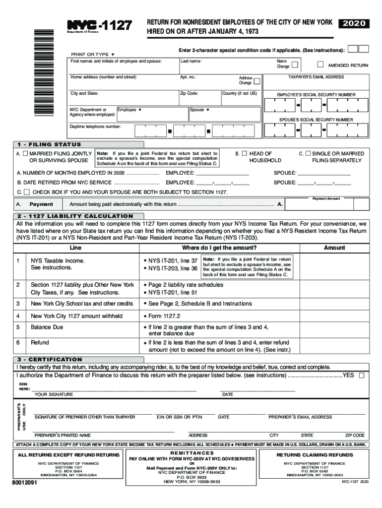 Nyc 1127 Form Fill Out Sign Online DocHub