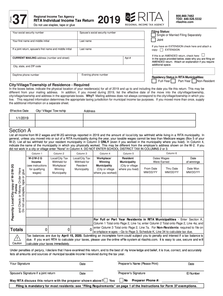 OH RITA 37 2019 Fill Out Tax Template Online US Legal Forms