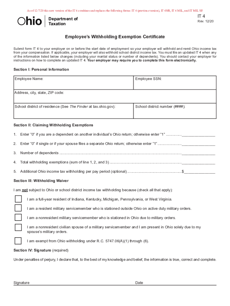 Ohio State Tax Form It4 Fill Out Sign Online DocHub