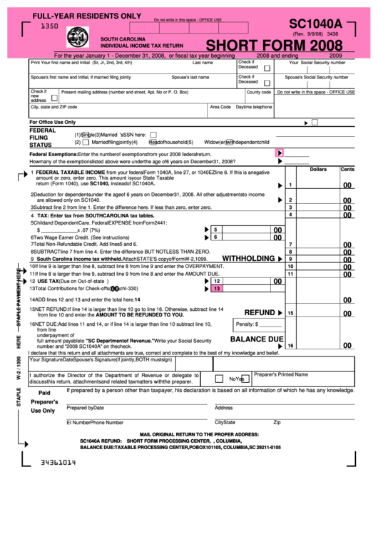 South Carolina Income Tax Withholding Form WithholdingForm