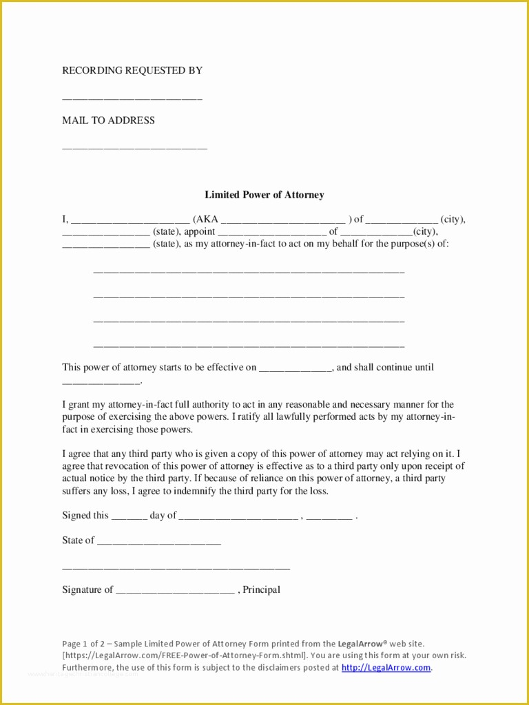 Special Power Of Attorney Template Free Of Limited Power Of Attorney 