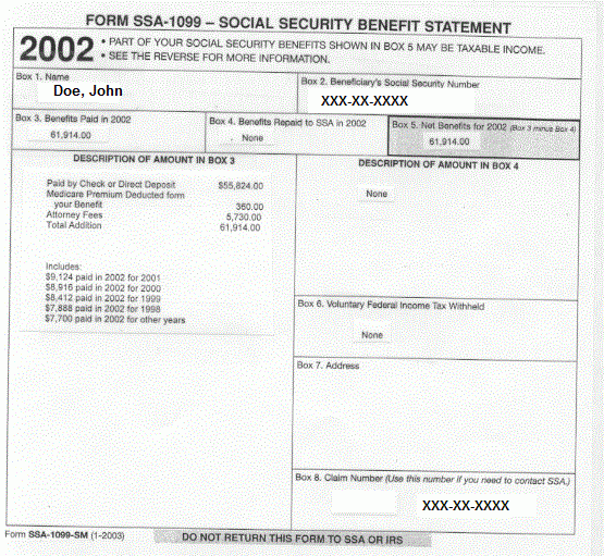 SSA POMS GN 05002 300 Examples Of Completed SSA 1099s 02 02 2017