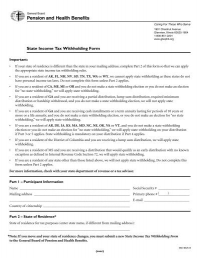 State Income Tax Withholding Form