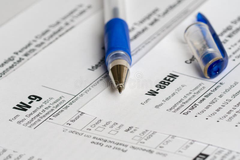 Tax Reporting Forms With Opened Blue Pen Editorial Stock Image Image 