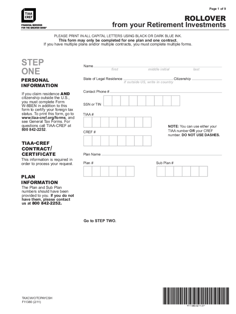 Tiaa F11340 Fill Out Sign Online DocHub