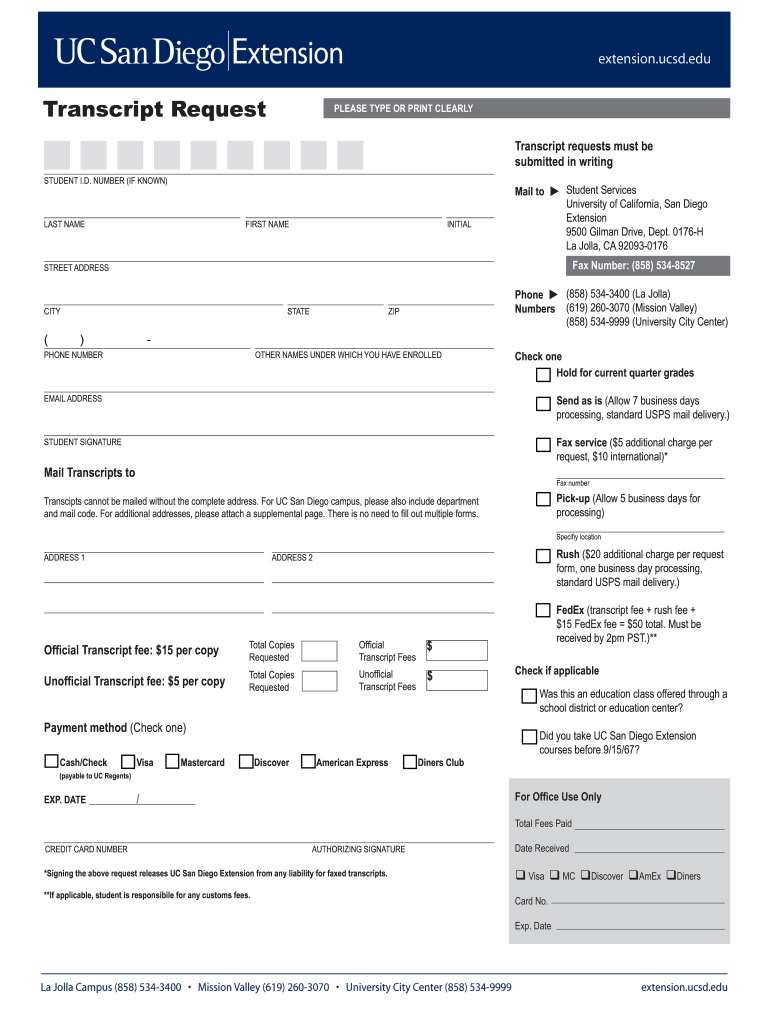 Transcript Ucsd Fill Out And Sign Printable PDF Template SignNow