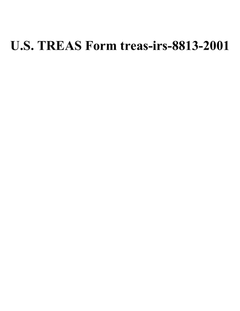 U S TREAS Form Treas irs 8813 2001