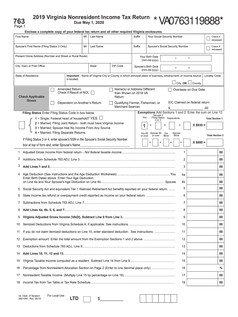 VA DoT 763 2019 Fill Out Tax Template Online US Legal Forms