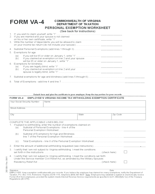 Va Employee Tax Withholding Form 2024 Employeeform