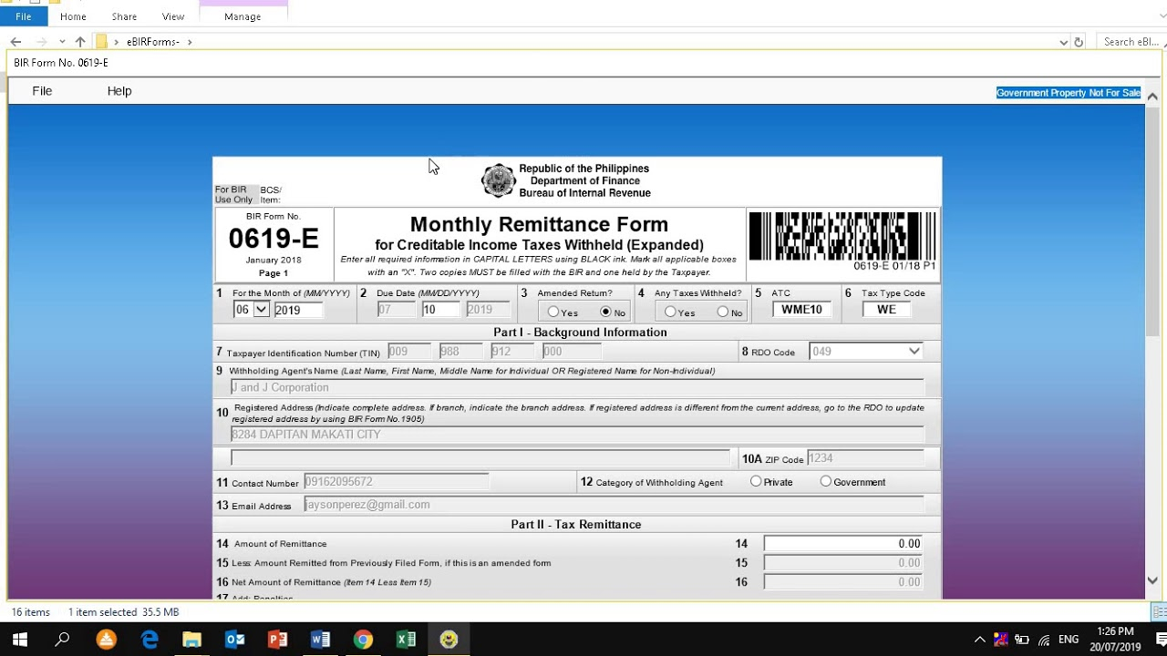 Video Tutorial How To File 0619 E Monthly Expanded Withholding Tax 