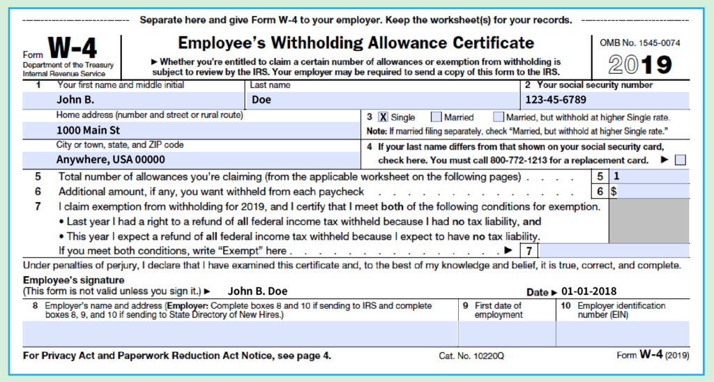 W 4 2021 Printable Il Form Example Filing Taxes Changing Jobs