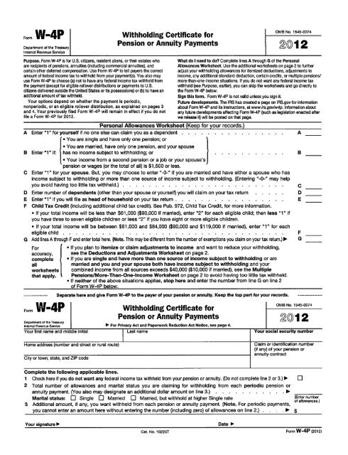 W 4P Withholding Certificate For Pension Or Annuity Seiu25