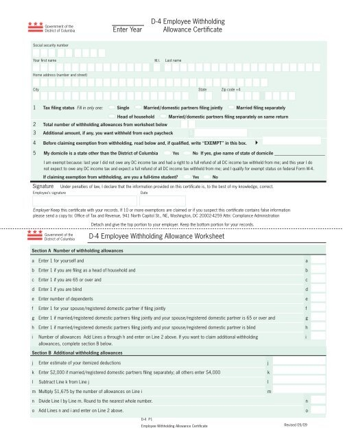 Washington DC Tax Form 2010 Teach For America