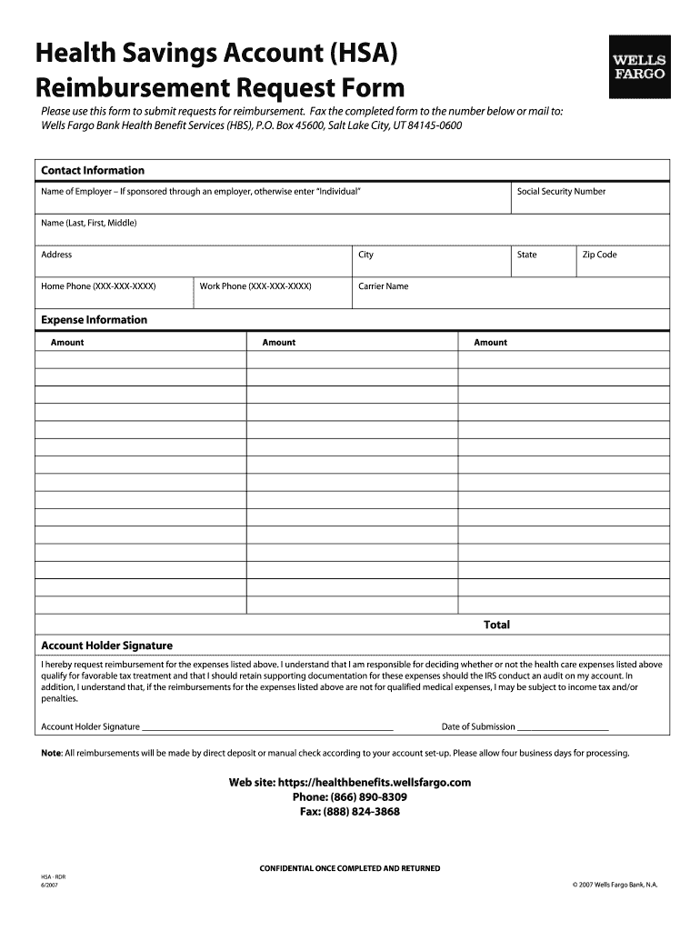 Wells Fargo Hsa Accounts Form Fill Out And Sign Printable PDF 