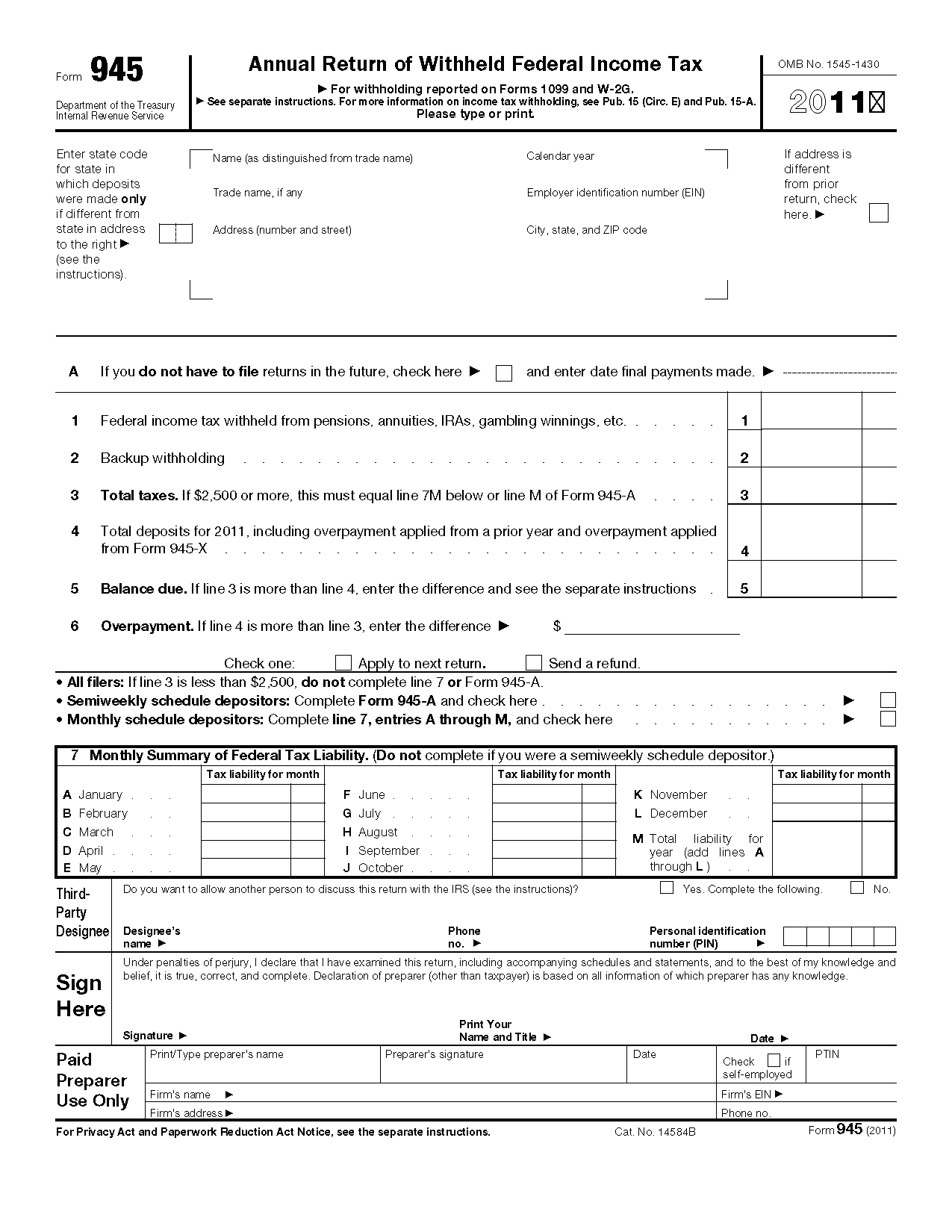 What Is A Form 945 Withholding Tax WithholdingForm