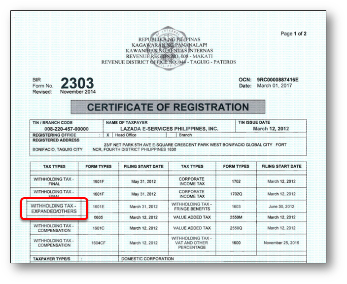 What Is BIR 2307 FORM Lazada Seller Center