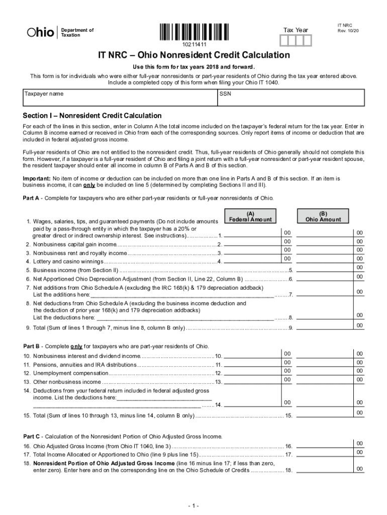 When I Fill Out My Ohio State Tax Forms The Ohio Form It NRC Is Fill