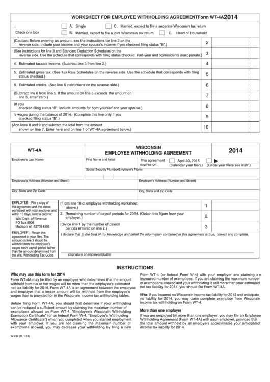 Wisconsin Employee Tax Withholding Form 2023 Employeeform