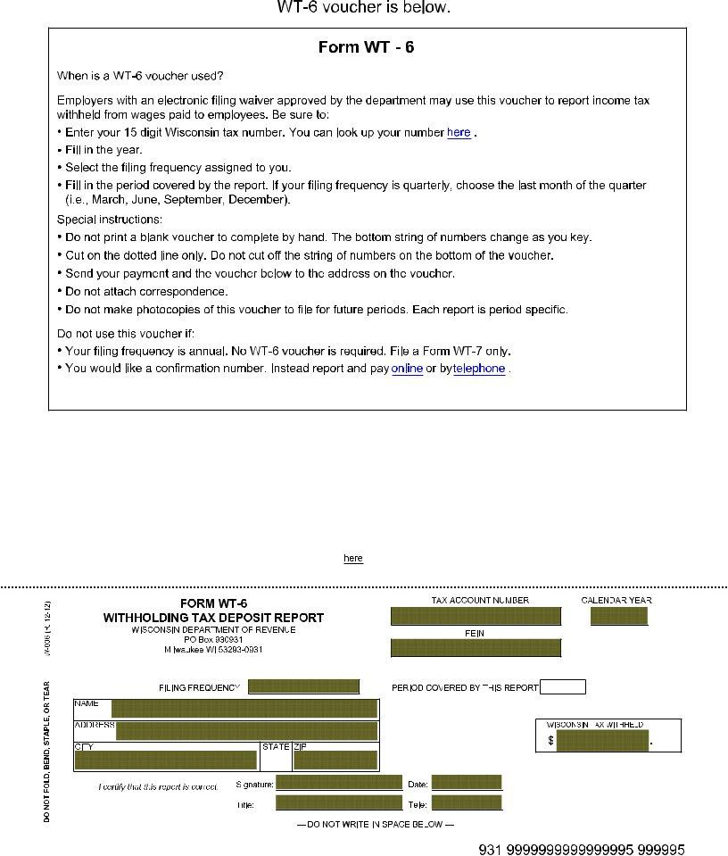 Wisconsin Wt 6 Withholding Fill Out Printable PDF Forms Online