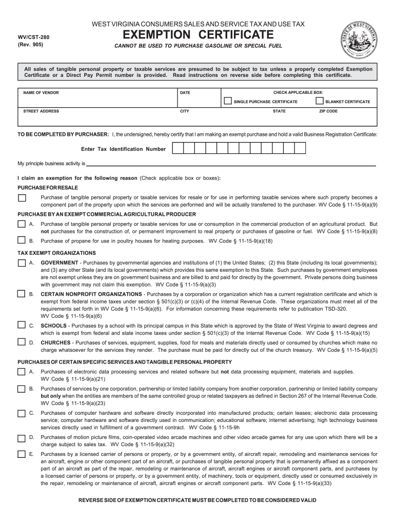 Wv Tax Exempt Form Fill Out Sign Online DocHub