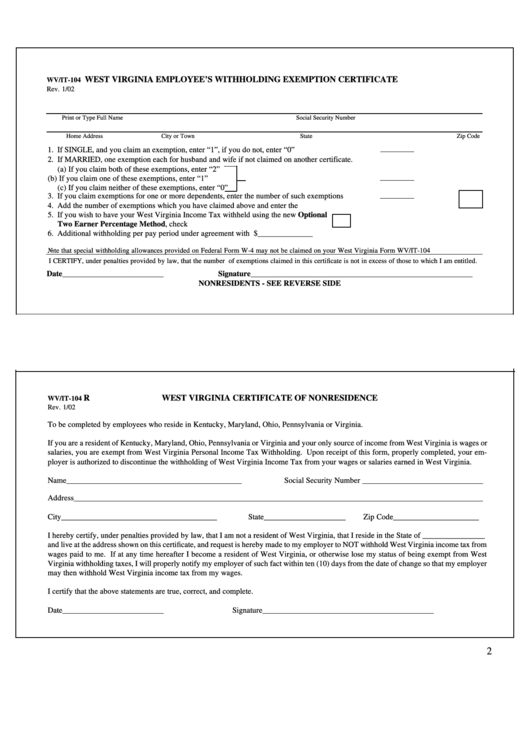 Wv Withholding Form Employee 2023 Employeeform