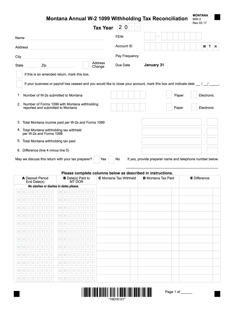 2017 2020 Form MT DoR MW 3 Fill Online Printable Fillable Blank 